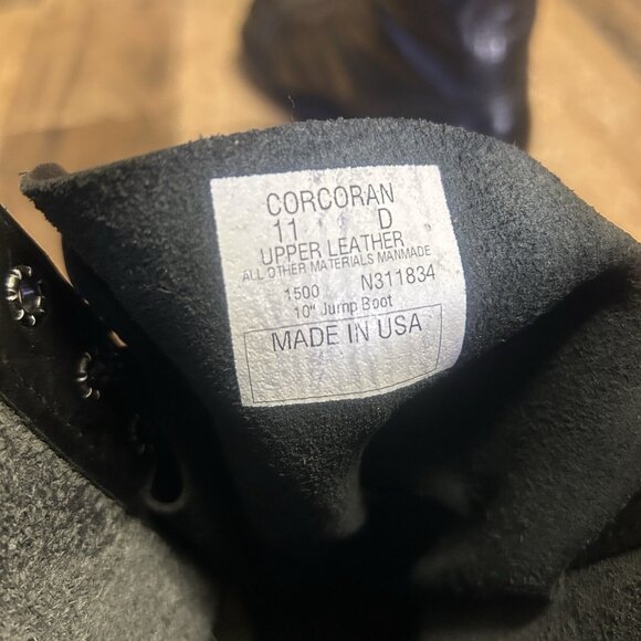 Corcoran 1500 Black Lace Up Jump Boots Mens 11 D - Picture 7 of 12